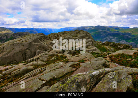 Aufstieg zur prektestolen oder Kanzel in Norwegen Stockfoto