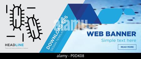 Drei Bakterien Konzept horizontale Webseite banner Template Design auf abstrakten Hintergrund mit flache moderne isolierte Vektor Icon und geometrische Formen. Stock Vektor