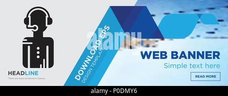 Nachrichten Reporter Konzept horizontale Webseite banner Template Design auf abstrakten Hintergrund mit flache moderne isolierte Vektor Icon und geometrische Formen. Stock Vektor