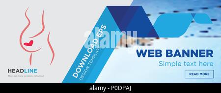 Frauenarzt Konzept horizontale Webseite banner Template Design auf abstrakten Hintergrund mit flache moderne isolierte Vektor Icon und geometrische Formen. Stock Vektor