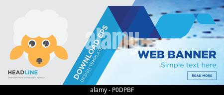 Konzept der horizontalen Webseite banner Template Design auf abstrakten Hintergrund mit flache moderne isolierte Vektor Icon und geometrische Formen. Stock Vektor