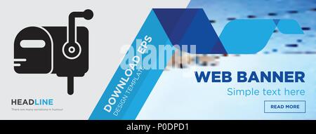 Mailbox Konzept horizontale Webseite banner Template Design auf abstrakten Hintergrund mit flache moderne isolierte Vektor Icon und geometrische Formen. Stock Vektor