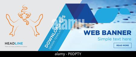 Ganesh Konzept horizontale Webseite banner Template Design auf abstrakten Hintergrund mit flache moderne isolierte Vektor Icon und geometrische Formen. Stock Vektor