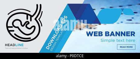 Menschlichen Fötus Konzept horizontale Webseite banner Template Design auf abstrakten Hintergrund mit flache moderne isolierte Vektor Icon und geometrische Formen. Stock Vektor
