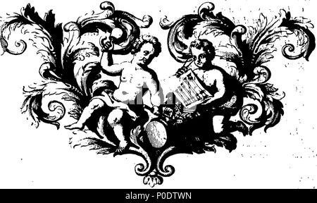 . Englisch: Fleuron aus Buch: eine Abhandlung der fünf Aufträge der Spalten in Architektur, Landhaus, dorischen, ionischen und korinthischen und Composite. Worin die Proportionen und Zeichen der Mitglieder Ihrer mehrere Podeste, Säulen und Entablatures, sind deutlich, in Betracht ziehen würde in Bezug auf die Praxis der Antients und Moderns. Auch eine besonders natürliche, Einfac und praktikable Methode für die Bestimmung der mostminute Teil in allen Bestellungen, ohne einen Bruchteil. Mit dem Anhang ", ein Diskurs über die pilaster: und von mehreren Missbräuche introduc in die Architektur. Eingraviert auf sechs folio Platten o Stockfoto