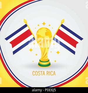 Costa Rica Fußball-Meister Wm 2018 - Flagge und Goldene Trophäe Stock Vektor