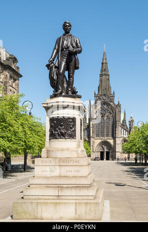 David Livingstone Statue, Kathedrale Revier, Glasgow, Schottland, Großbritannien Stockfoto