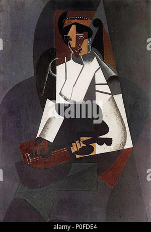 4 Juan Gris, 1916, Frau mit Mandoline, nachdem Corot (La Femme à la Mandoline, d'après Corot), Öl auf Leinwand, 92 x 60 cm, Kunstmuseum Basel Stockfoto