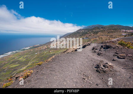 Landschaft der Insel La Palma von der Spitze des Vulkans San Antonio, Kanarische Inseln, Spanien. Stockfoto