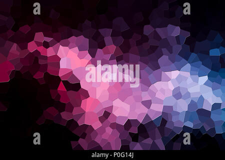 Farbenfrohe abstrakte geometrische Komposition, geometrischen Muster von Lila und Rosa verschiedene Polygone und Dreiecke auf schwarzem Papier Hintergrund. Stockfoto