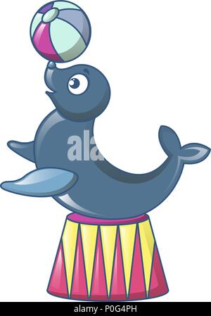 Walross im Circus Symbol, Cartoon Stil Stock Vektor