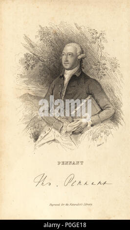 Thomas Pennant, Walisisch Naturforscher, Schriftsteller und antiquarische, 1726-1798. Stahlstich von Lizars nach einem Portrait von Thomas Gainsborough von Sir William Jardine Der naturforscher Bibliothek, W.H. Lizars, Edinburgh, 1843. Stockfoto