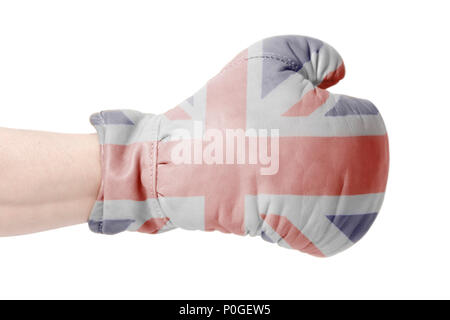 Großbritannien Flagge auf boxhandschuh auf weißem Hintergrund Stockfoto