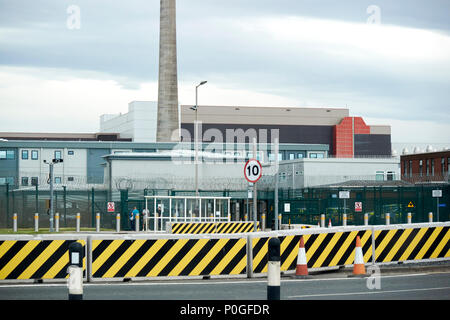 Sicherheit am Eingang der Nuklearanlage Sellafield-Brennelementen und die Stilllegung kerntechnischer Anlagen Website in Cumbria England Großbritannien Stockfoto