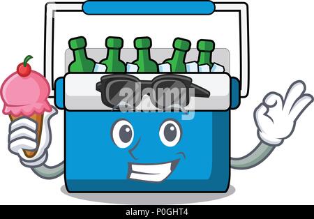 Mit Eis Gefrierbeutel Charakter Cartoon Stock Vektor