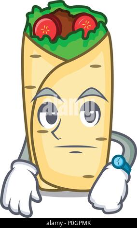 Warten burrito Maskottchen Cartoon Stil Stock Vektor