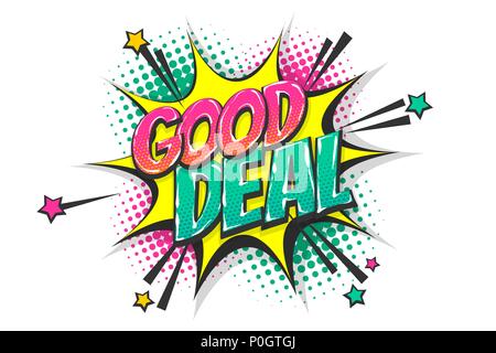 Guter Deal pop art Comic Text Sprechblase Stock Vektor