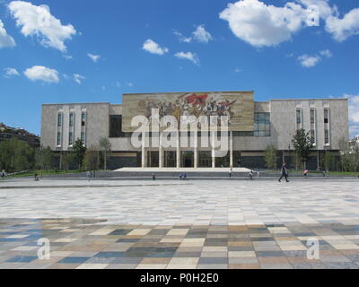 National History Museum, Skanderbeg Square, Tirana, Albanien Stockfoto