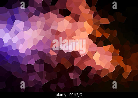 Farbenfrohe abstrakte geometrische Komposition, geometrischen Muster von Orange und Rosa verschiedene Polygone und Dreiecke auf schwarzem Papier Hintergrund. Stockfoto
