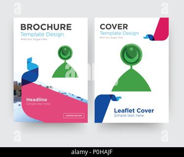 Muslimische Halbmond Broschüren Flyer Design Template mit abstrakten Foto Hintergrund, minimalistischen Trend business Corporate roll up- oder Jahresbericht Stock Vektor