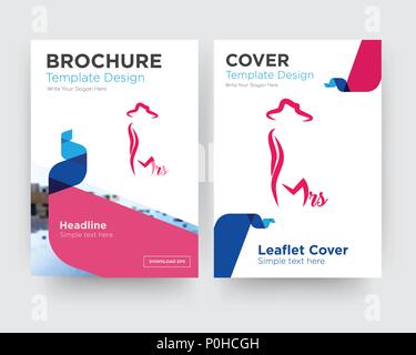 Frau Broschüren Flyer Design Template mit abstrakten Foto Hintergrund, minimalistischen Trend business Corporate roll up- oder Jahresbericht Stock Vektor