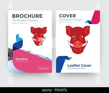 Boars Head Broschüren Flyer Design Template mit abstrakten Foto Hintergrund, minimalistischen Trend business Corporate roll up- oder Jahresbericht Stock Vektor