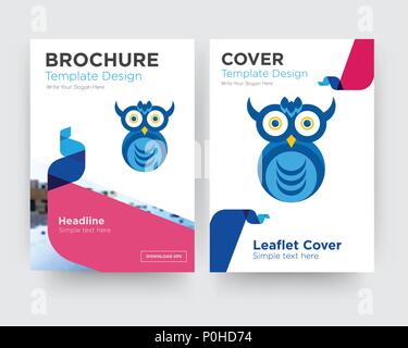 Owl Unternehmen Broschüren Flyer Design Template mit abstrakten Foto Hintergrund, minimalistischen Trend business Corporate roll up- oder Jahresbericht Stock Vektor