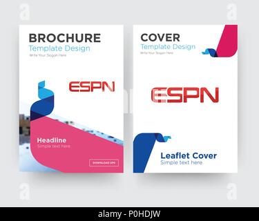 Espn Broschüren Flyer Design Template mit abstrakten Foto Hintergrund, minimalistischen Trend business Corporate roll up- oder Jahresbericht Stock Vektor