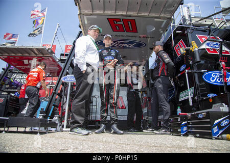 Brooklyn, Michigan, USA. 8. Juni 2018. Austin Cindric (60) macht sich bereit für die LTi Druck 250 am Michigan International Speedway in Brooklyn, Michigan zu üben. Credit: Stephen A. Arce/ASP/ZUMA Draht/Alamy leben Nachrichten Stockfoto