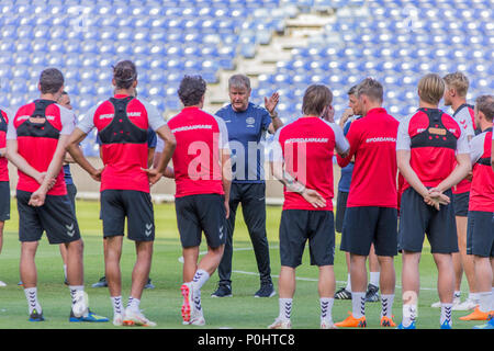 Brøndby, Dänemark - 8. Juni 2018. Die Spieler der dänischen Fußball-Nationalmannschaft beim Training vor dem Test Match gegen Mexiko in Brøndby Stadion gesehen. (Foto: Gonzales Foto - Thomas Rasmussen). Stockfoto