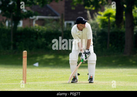 Dorf Kricket auf Claverdon, Warwickshire, England, Großbritannien Stockfoto