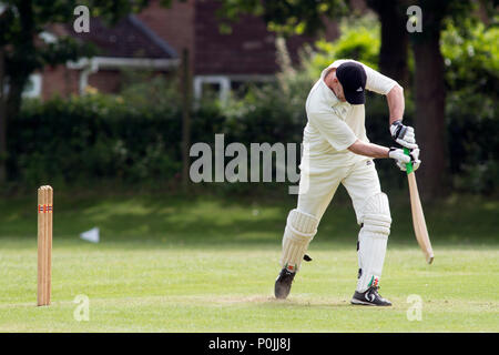 Dorf Kricket auf Claverdon, Warwickshire, England, Großbritannien Stockfoto