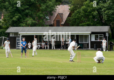 Dorf Kricket auf Claverdon, Warwickshire, England, Großbritannien Stockfoto