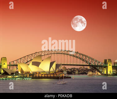 1995 historische OPERNHAUS (© Jorn Utzon 1963) Sydney Harbour SKYLINE NEW SOUTH WALES AUSTRALIEN Stockfoto