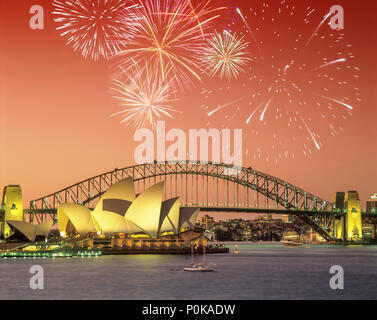 1995 historische OPERNHAUS (© Jorn Utzon 1963) Sydney Harbour SKYLINE NEW SOUTH WALES AUSTRALIEN Stockfoto