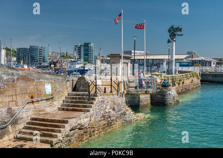 Der Mayflower in Plymouth, England. Obwohl nicht der tatsächliche Standort, an dem die Pilger des Vaters gewichen, es ist nahe genug, um eine große Umgebung zu werden. Stockfoto