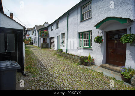 Wordsworth Street, ehemals Leder, Rag und Putty Straße Hawkshead, Cumbria Lake District National Park, UK, England Stockfoto