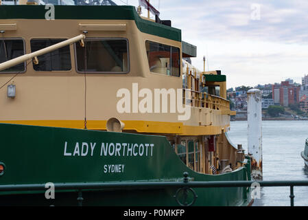 Die Dame Northcott der Letzte der Dame Flotte von doppelseitigen Fähren Hafen von Sydney am Tag zu Ply wurde sie stillgelegt und 22. Oktober 2017 in den Ruhestand Stockfoto