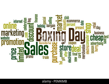 Boxing Day Verkauf word cloud Konzept auf weißem Hintergrund Stockfoto