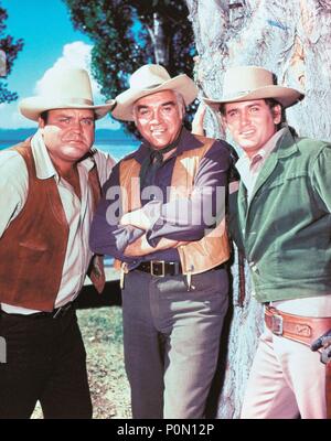 Original Film Titel: BONANZA-TV. Englischer Titel: BONANZA. Regisseur: Robert Altman; LEWIS ALLEN. Jahr: 1959. Stars: Lorne Greene, Michael Landon, DAN BLOCKER. Quelle: National Broadcasting Co./Album Stockfoto