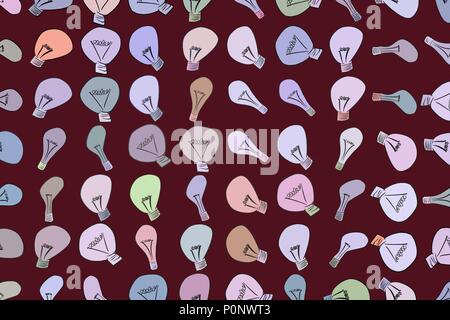 Abstrakte Glühbirne Illustrationen Hintergrund. Cartoon Stil Vektorgrafik. Stock Vektor