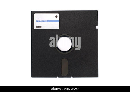 5,25" Diskette auf weißem Hintergrund. Stockfoto