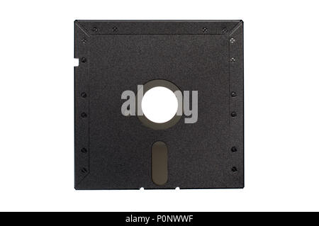 5,25" Diskette auf weißem Hintergrund. Stockfoto