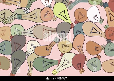 Abstrakte Glühbirne Illustrationen Hintergrund. Cartoon Stil Vektorgrafik. Stock Vektor