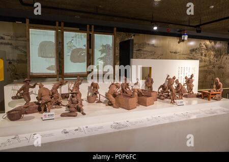 Suzhou, Jiangsu, China. Die Zahlen zeigen, Ziegel, Suzhou Museum des Kaiserlichen Brennofen Ziegel. Stockfoto