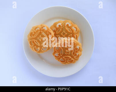 Lokale und traditionelle Malay Küche von Kuih Goyang. Stockfoto