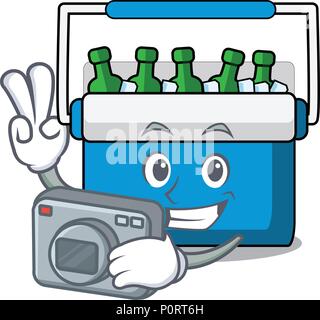 Fotograf Gefrierbeutel Maskottchen Karikatur Stock Vektor