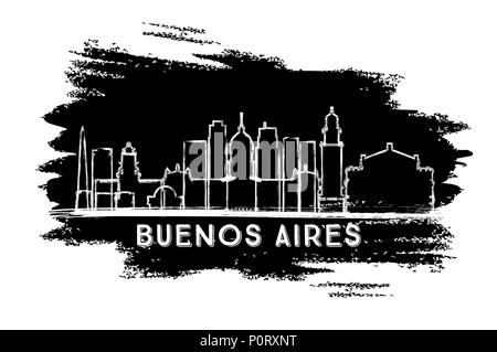 Buenos Aires City Skyline Silhouette. Hand gezeichnete Skizze. Stock Vektor