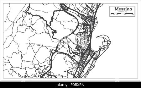 Messina Italien Stadtplan im Retro-stil. Übersichtskarte. Vector Illustration. Stock Vektor