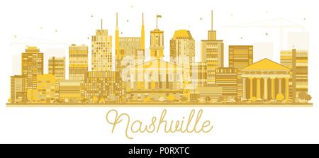Nashville Tennessee Skyline der Stadt goldene Silhouette. Vector Illustration. Einfache flache Konzept für Tourismus Präsentation, Banner, Plakat oder Website. Na Stock Vektor